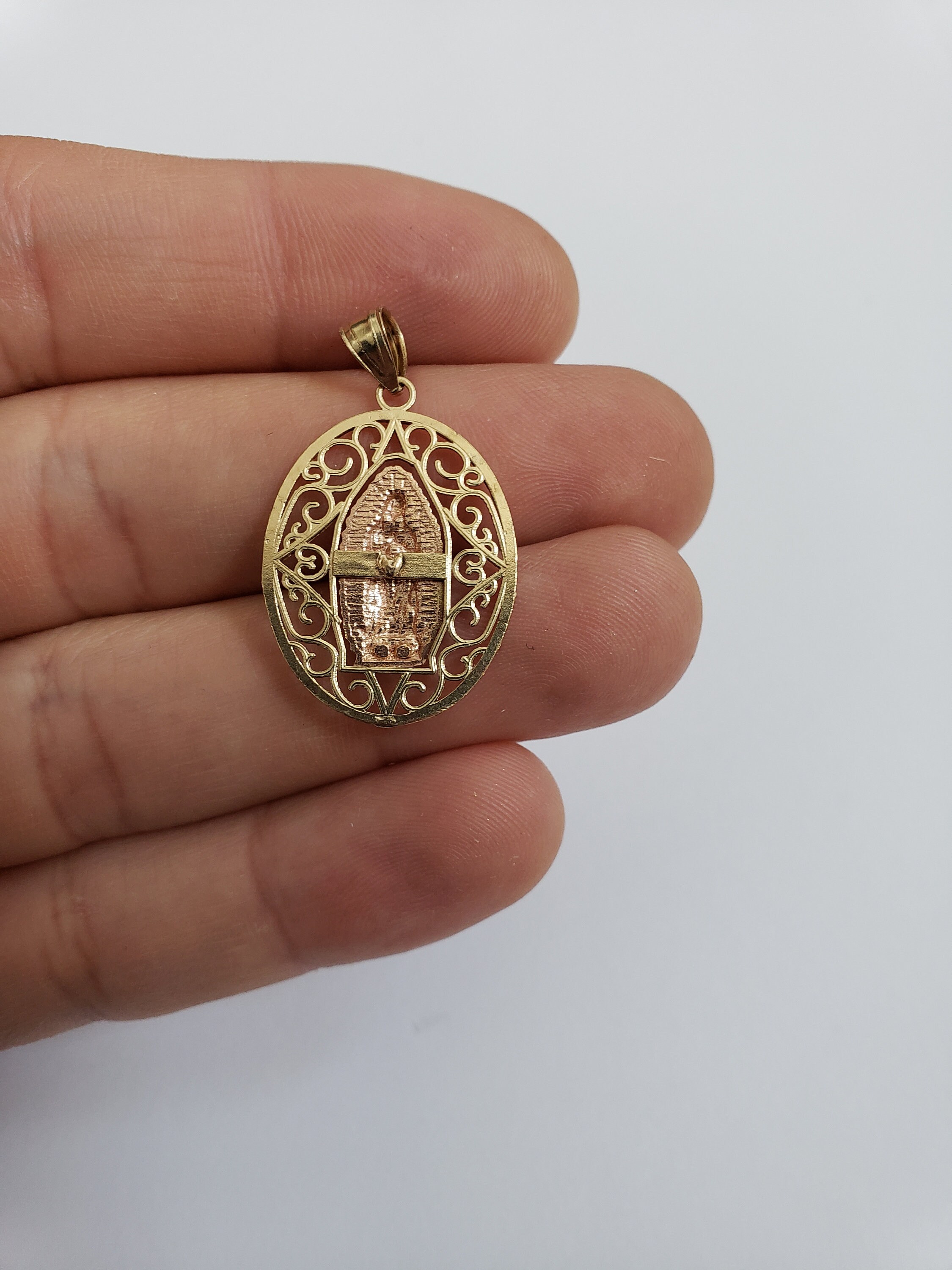 Lady of guadalupe necklace real gold Clearance