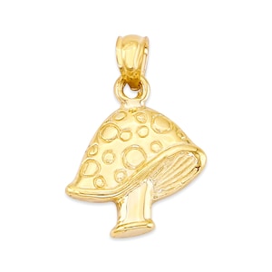Massief gouden paddenstoelketting 10k of 14k massief gouden paddenstoelhanger hippie sieraden Boho sieraden bos ketting verjaardag