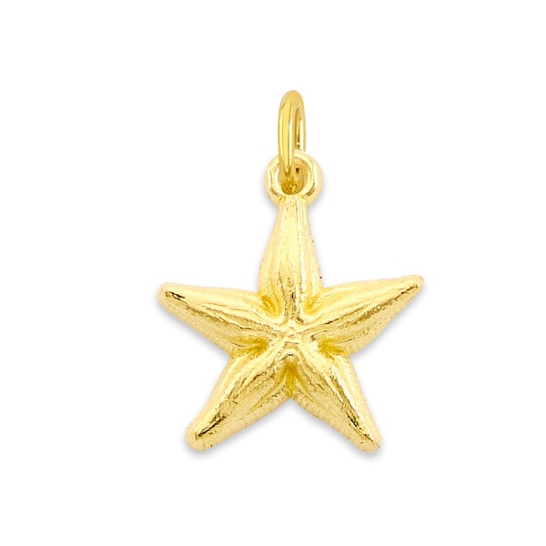 Mini Real Solid Gold Starfish Charm Available in 10k or 14k, Micro Charm to attach to Charm Bracelet or Necklace