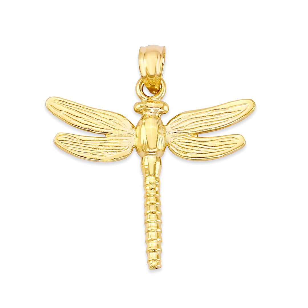 Gold Dragonfly Necklace 10k or 14k Solid Gold Dragonfly Etsy