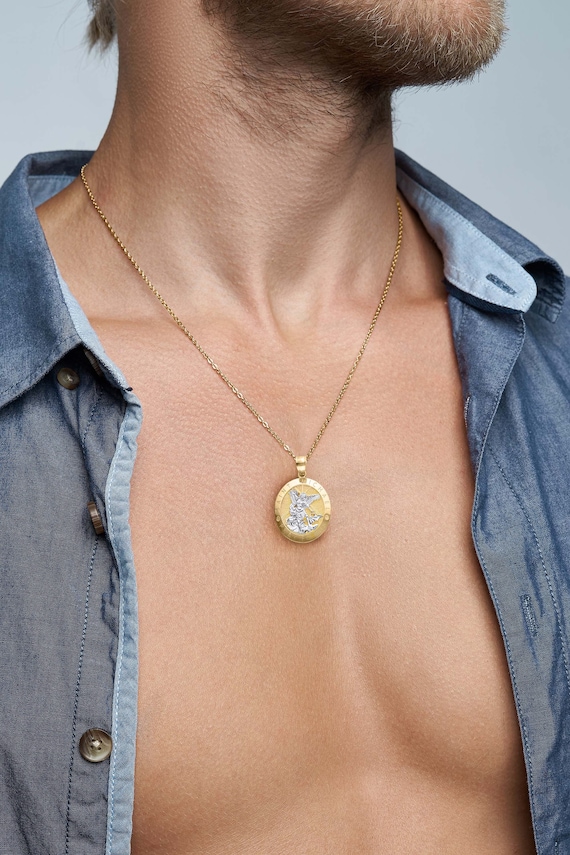 Large 14k Real Solid Gold St Michael 