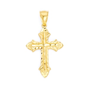 Grand pendentif croix en or massif 10 carats - Bijoux chrétiens diamantés