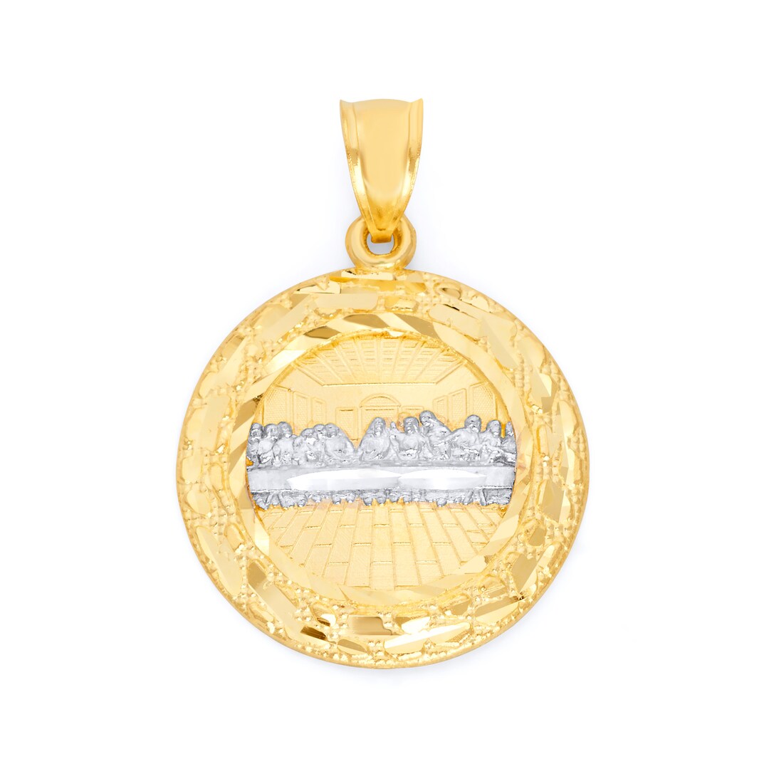 14K Real Gold Last Supper Pendant Necklace
