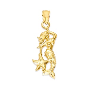 10k Solid Gold Mermaid Anhänger: Sirene der Meer Halskette