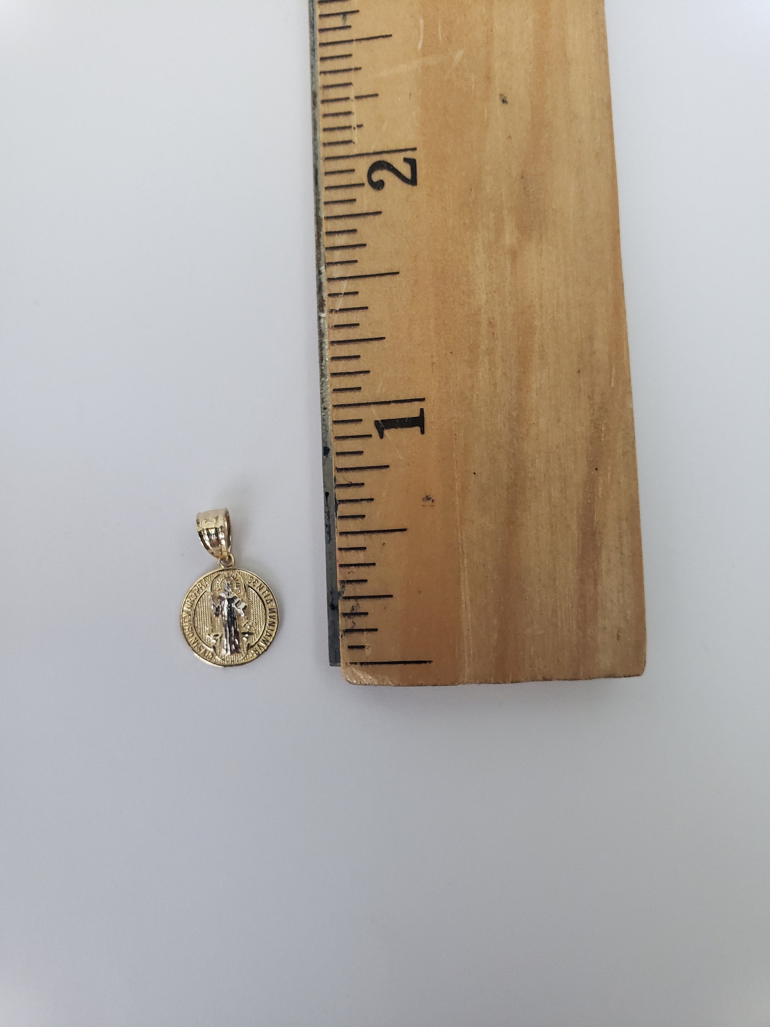 Dainty 14k Gold Saint Benedict Medallion Pendant Solid Gold - Etsy