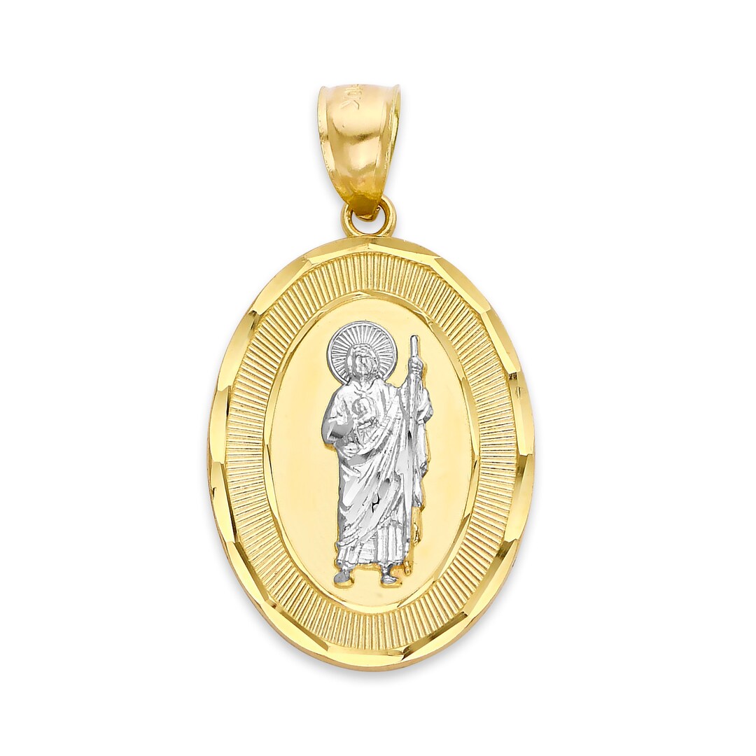 Solid Gold St Jude Necklace in 10k or 14k, Jude Medallion, Catholic ...