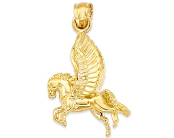 Gold Pegasus Pendant 10k & 14k Ancient Greek Jewelry Whimsical Necklace Pegasus Layering Necklace Fantasy Jewelry Anniversary Gifts for Her