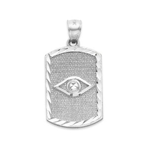 Sterling Silver Evil Eye Pendant: Diamond Cut Protection Medallion