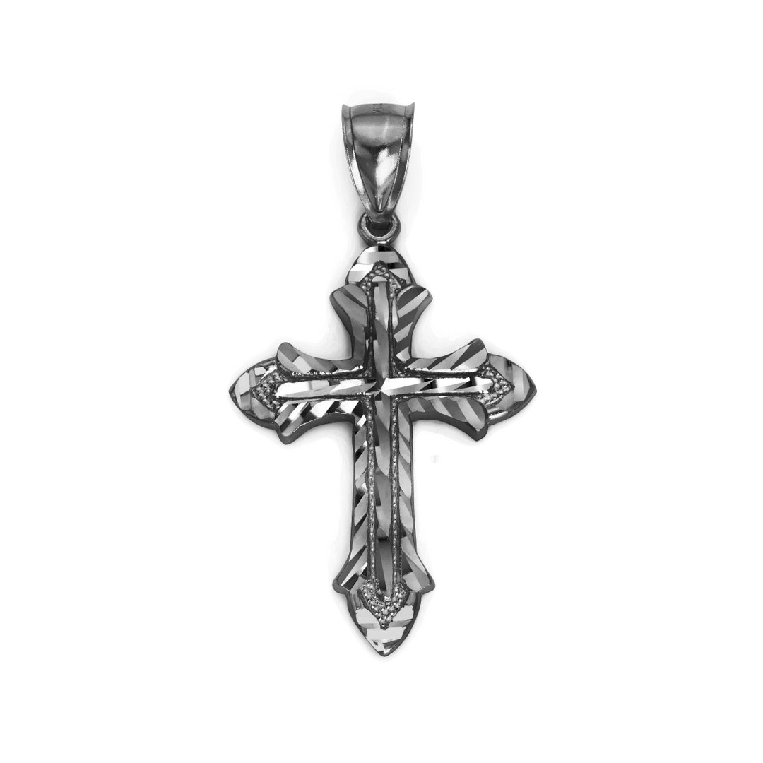 Large Black 925 Sterling Silver Cross Pendant, Mens Religious Jewelry ...