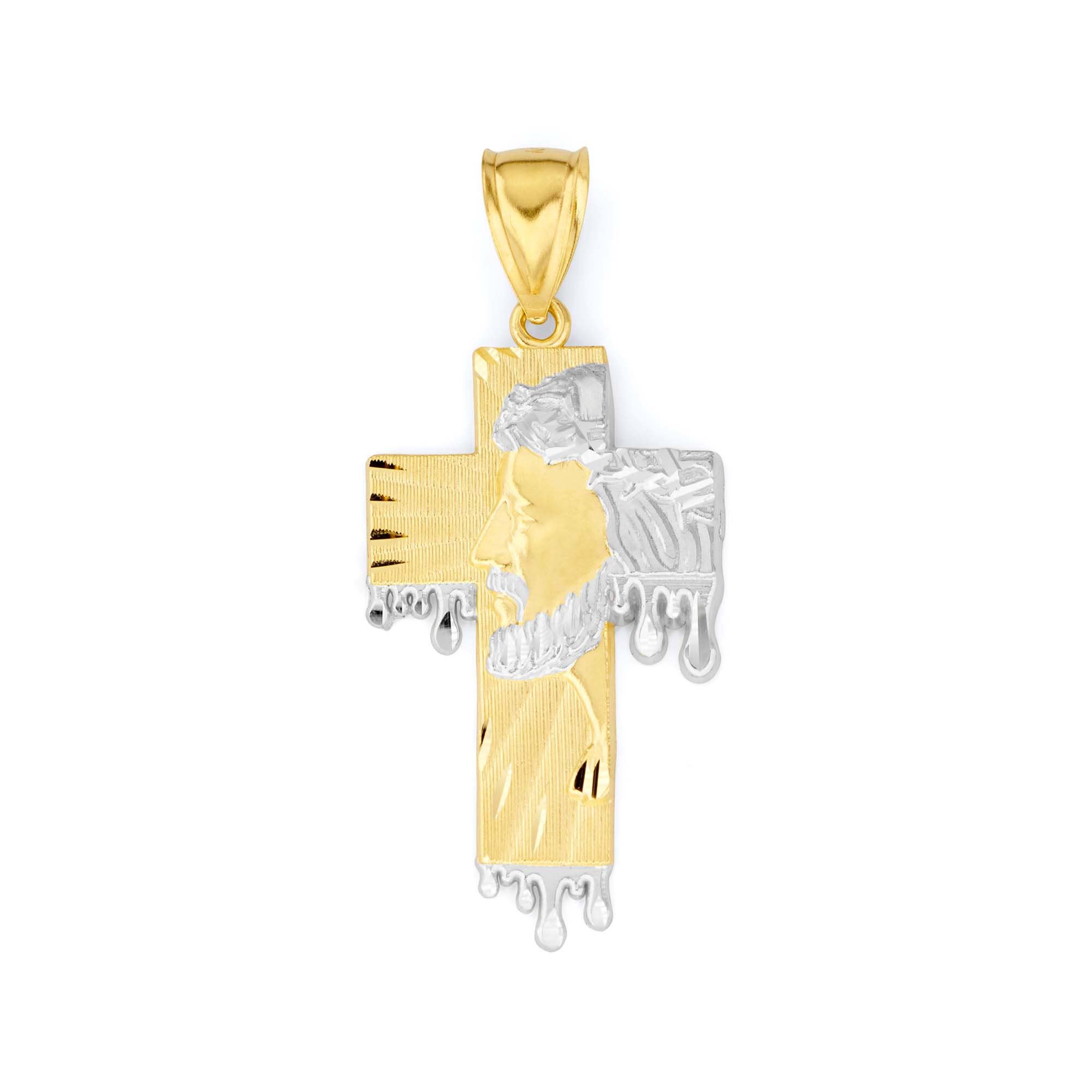 Gold Holy Face of Jesus Cross Pendant 