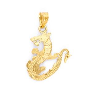 10k Gold Dragon Necklace, Solid Gold Personalized Necklace Year of The Dragon Jewelry, Chinese Zodiac Gift for Him, Birthday Gifts