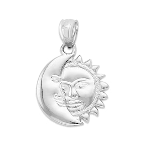 925 Sterling Silver Sun and Moon Pendant - Celestial Jewelry Gifts for Her