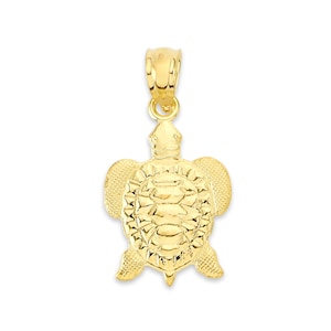 Solid Gold Turtle Pendant Available in 10k or 14k - Cute Ocean Jewelry