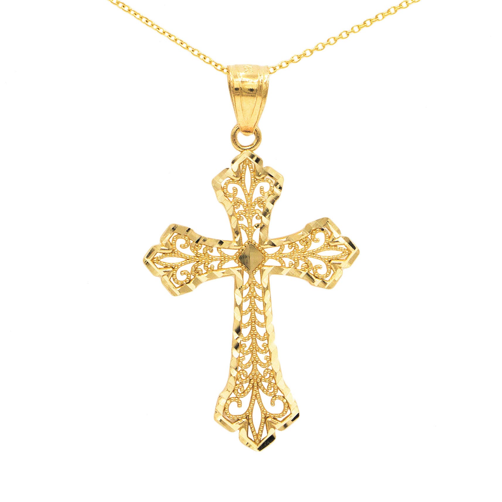 Religious Jewelry 10k Yellow Gold Cross Pendant Religious Jewelry 10k Yellow Gold Cross Pendant