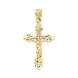 10k Real Solid Gold Crucifix Necklace, Cross Necklace Real Solid Gold Baptism Gifts, Christening Gifts Religious Jewelry for Her Prayer Gift