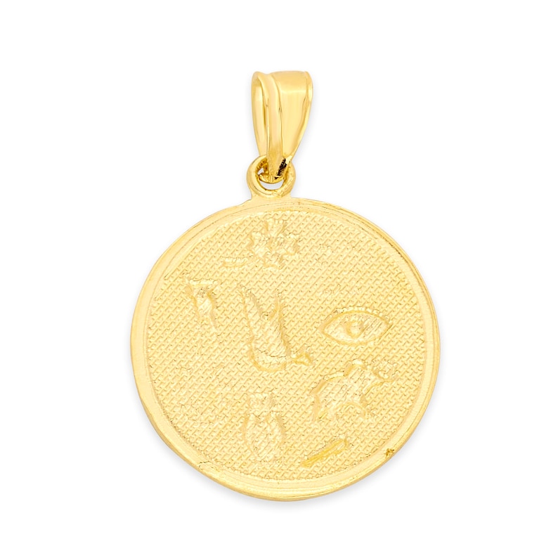 10k Real Solid Gold Lucky Charm Round Pendant With 10k White - Etsy ...