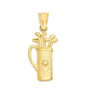 10k Real Solid Gold Golf Necklace, Sport Jewelry Golf Gifts Sport Pendant Golf Bag Charm for Christmas, Golfer Necklace Gift for Golf Lovers