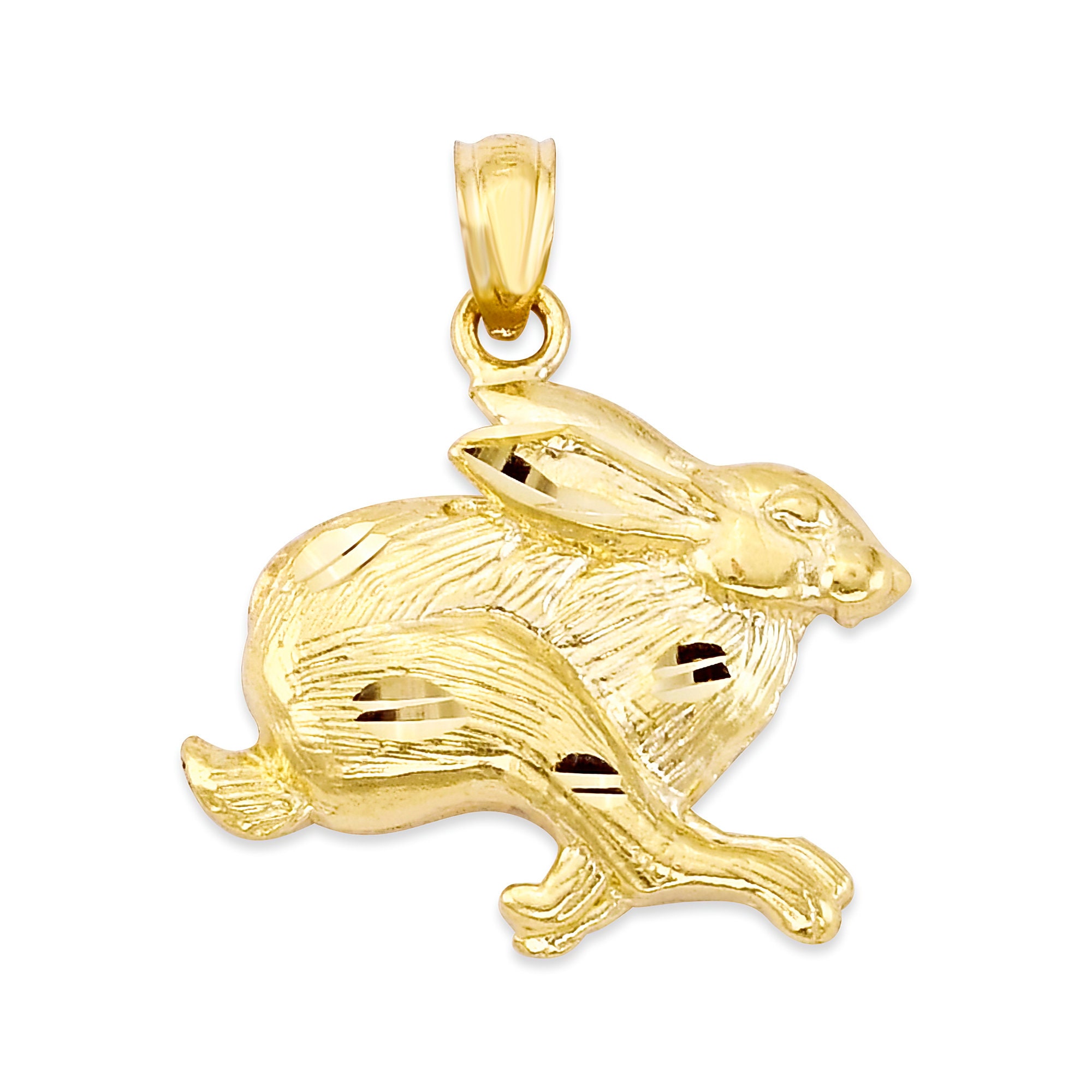 10k Solid Gold Rabbit Necklace Boho 