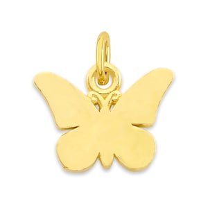 Mini pingente de borboleta em ouro maciço real disponível em ouro 10k ou 14k, micro pingente para prender em pulseira ou colar
