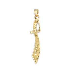 Echtes massives 10k oder 14k Gold Schwert Halskette, Scimitar Anhänger für Halskette Piraten Schwert Schmuck für Sie oder Ihn