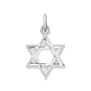 Sterling Silver Star of David Charm: Diamond Cut Magen David Pendant