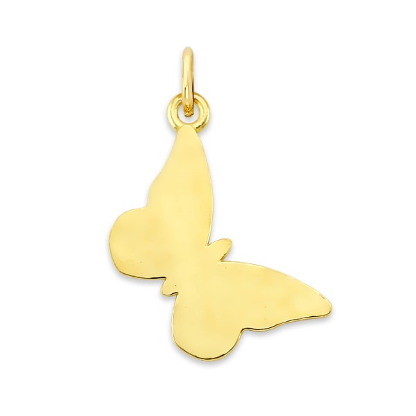 Mini Real Solid Gold Butterfly Charm Available in 10k or 14k Gold, Micro Charm to attach to Charm Bracelet or Necklace