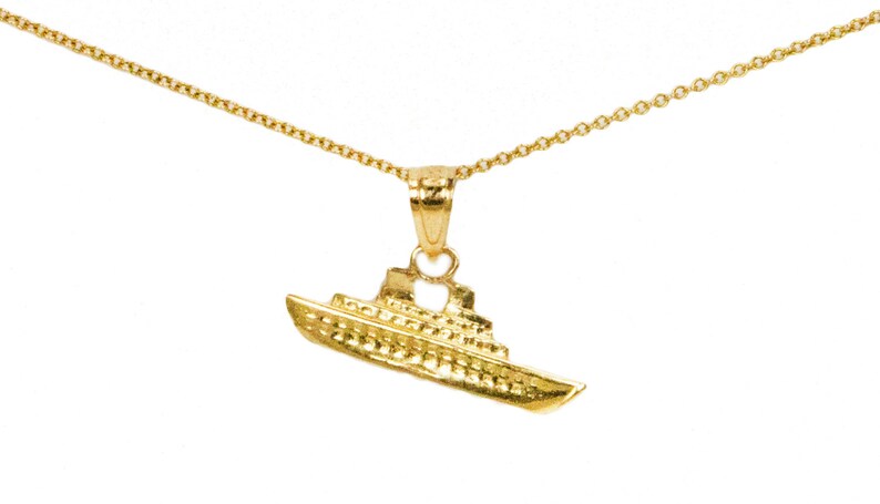 Sailing Jewelry Hobby Jewelry Gift Gold Birthday Gift 10k Yellow Gold Ship Necklace 10k Yellow Gold Cruise Ship Light Pendant Ship Charms