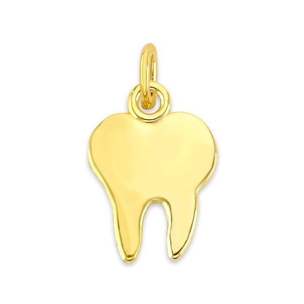 Mini Real Solid Gold Tooth Charm Available in 10k or 14k Gold, Dainty Cute Graduation Charm to attach to Charm Bracelet or Necklace