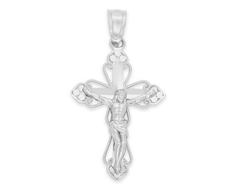 925 Sterling Silver Crucifix Pendant: Diamond Cut Religious Gift