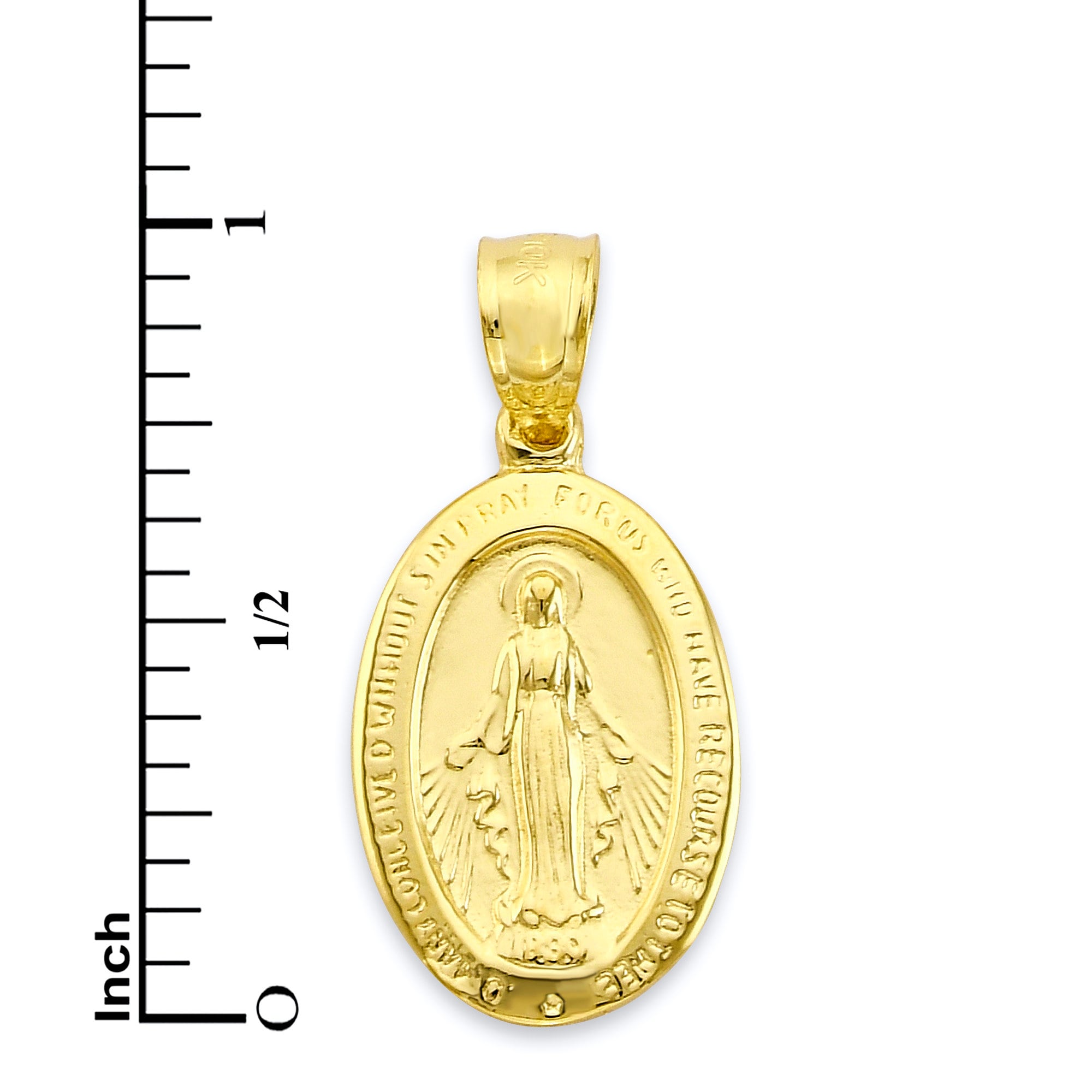 Solid Gold Miraculous Medal Pendant: 10k/14k Virgin Mary Pendant - Etsy