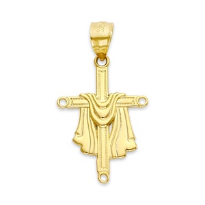 Dainty Real Solid Gold Cross Necklace in 10k or 14k, Religious Cross Charm Baptism Gifts for Children, Gold Cross Pendant