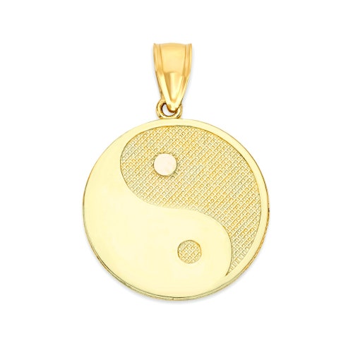 14k Real Solid Gold Yin Yang Necklace Satin Finished Asian Etsy