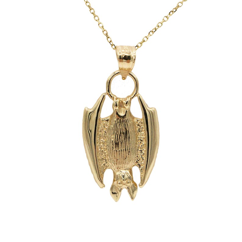 10k Real Solid Gold Bat Necklace Etsy