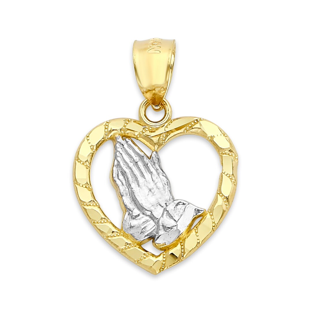 Real Solid Gold Prayer Pendant in 10k or 14k, Religious Jewelry Praying