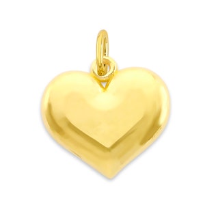 Mini Real Solid Gold Heart Charm Available in 10k or 14k, Micro Romantic Charm to attach to Charm Bracelet or Necklace