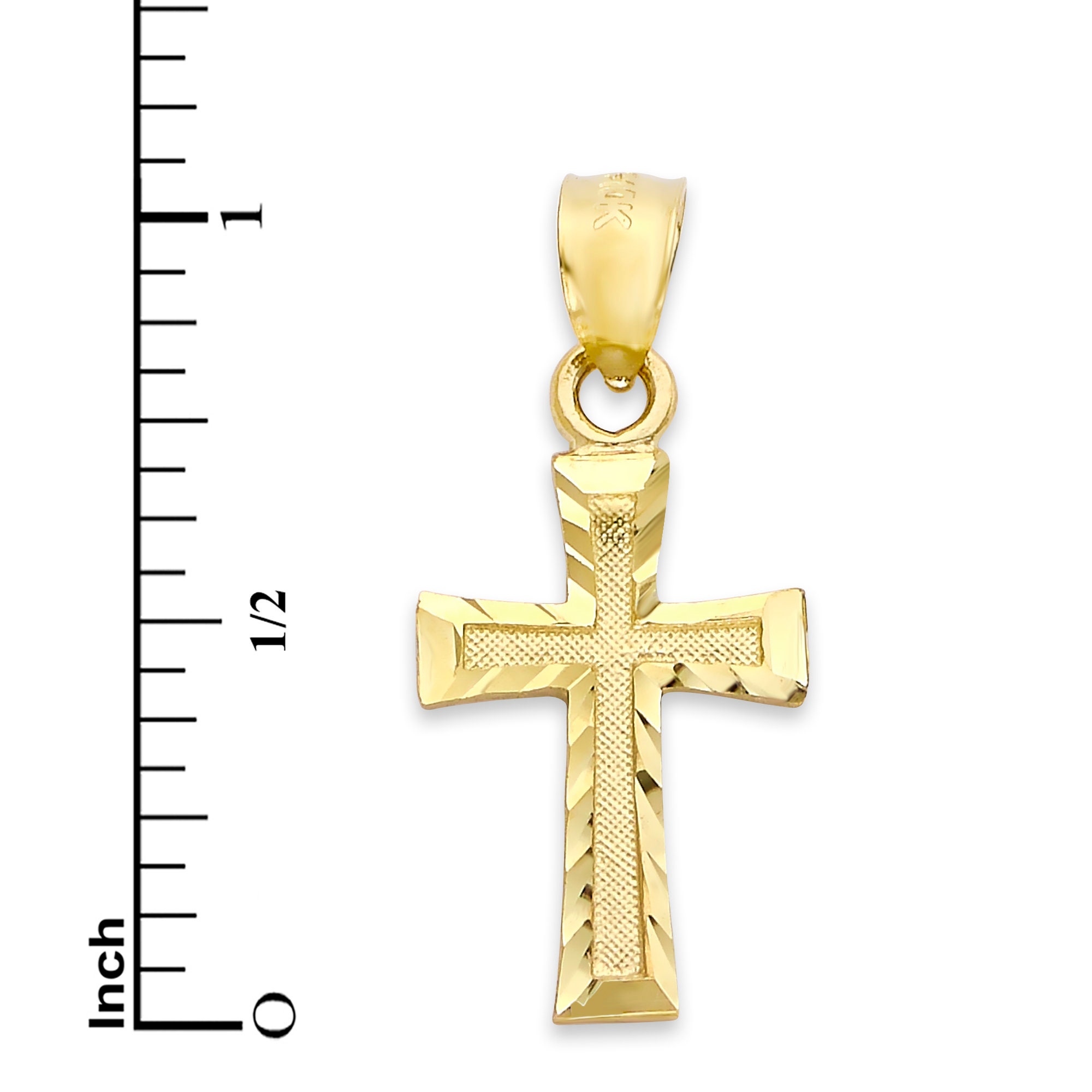 Real Solid Gold Cross Pendant in 10k or 14k, Religious Jewelry