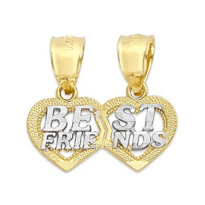 Real Solid Gold Breaking Heart Pendant in 10k or 14k, Best Friends Heart Pendant Meant to be Shared Between Best Friends