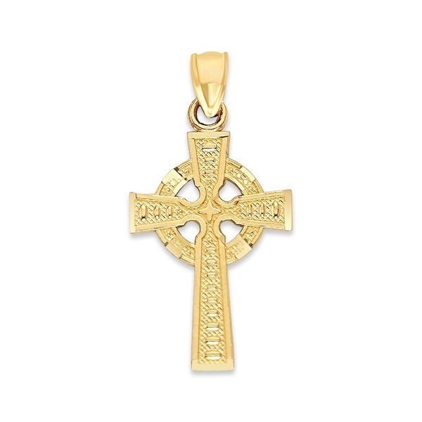 Gold Celtic Cross, 10k or 14k Gold Celtic Cross Pendant Irish Jewelry Dainty Necklace Cross for Her Mens Gold Celtic Cross Necklace