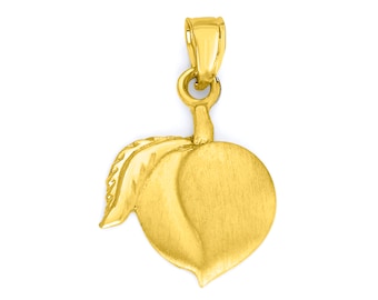 10k Solid Gold Peach Pendant: Good Fortune Charm