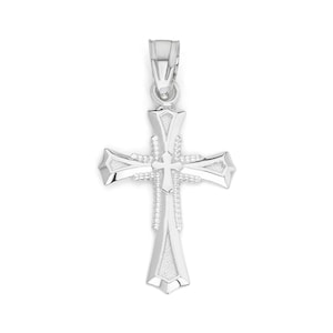 14k White Gold Cross Pendant: Elegant Christian Charm