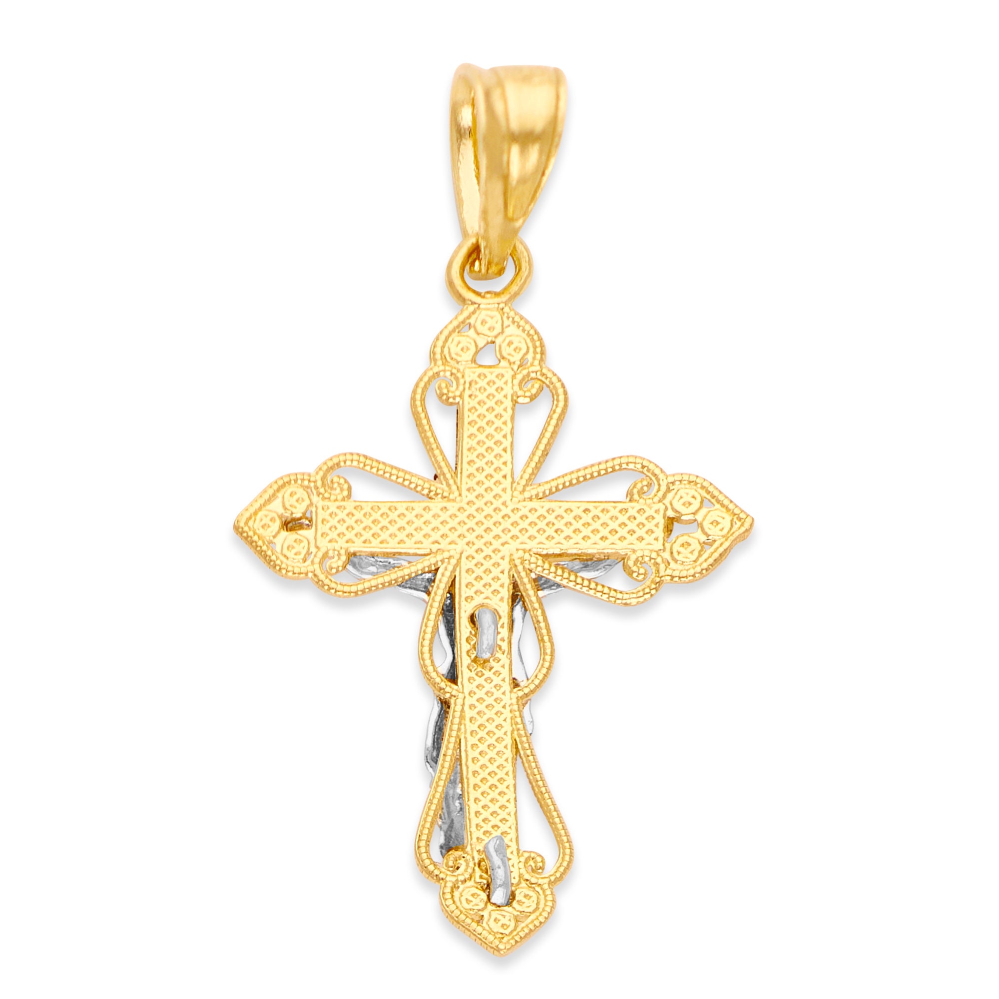 14k Real Solid Gold Crucifix Necklace Religious Jewelry Cross Etsy