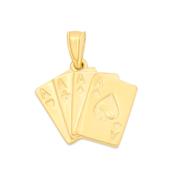 10k Real Solid Gold Playing Cards Necklace, Poker Pendant for Him, Lucky Necklace, with Option to Add Chain