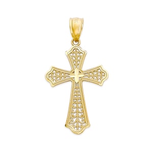 10k/14k Solid Gold Cross Pendant: Dainty Religious Necklace