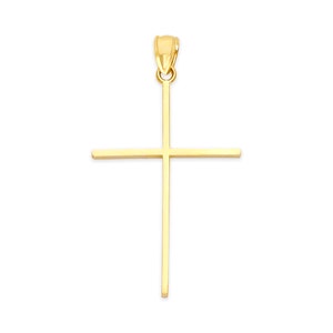 10k Solid Gold Cross Pendant: Christian Religious Necklace, Christening Gift