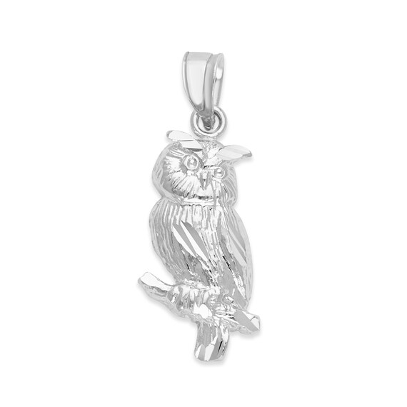 Buy Real 14k White Gold Owl Necklace With Option to Add Chain the