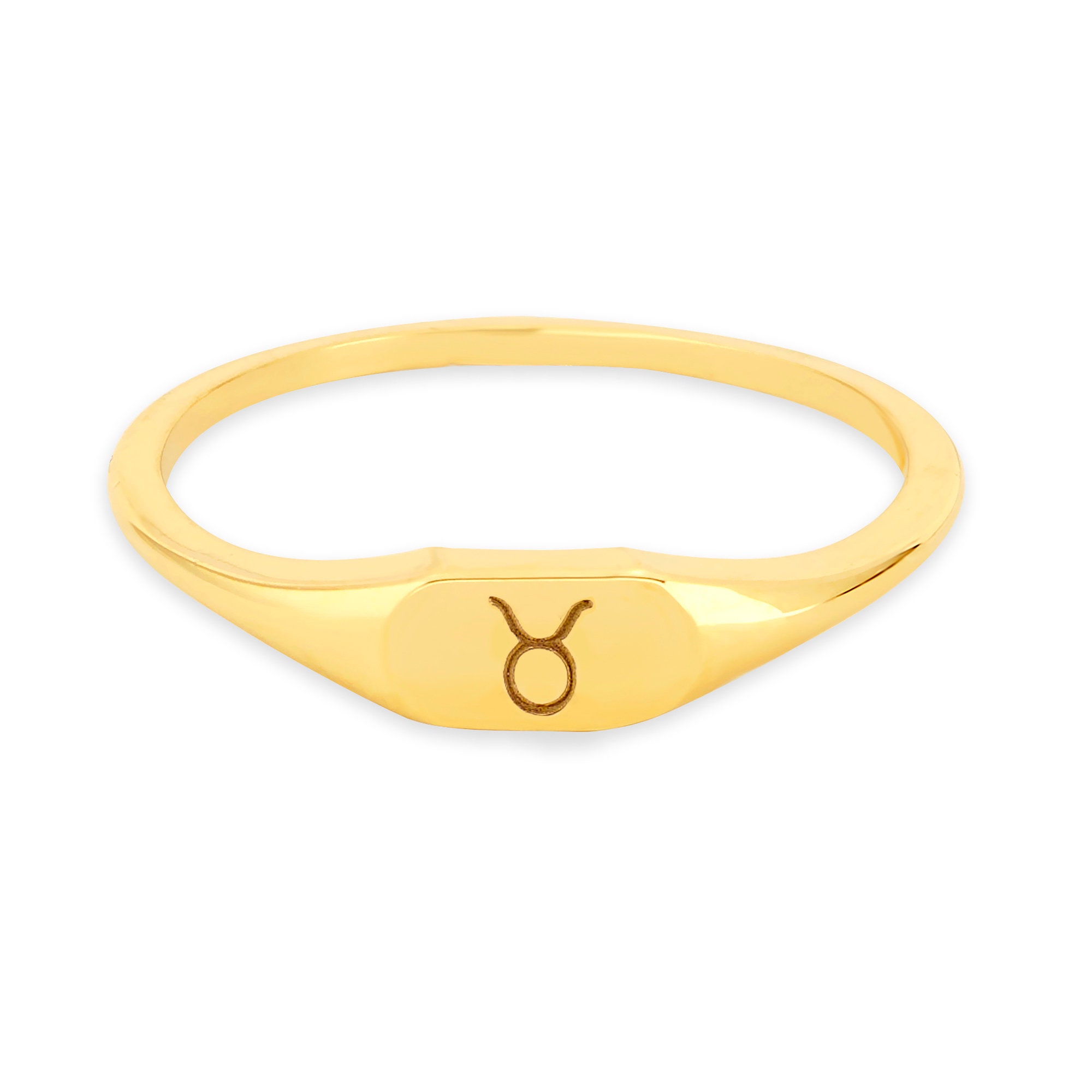 14k Gold Zodiac Ring Custom Real Solid Gold Stacking Etsy