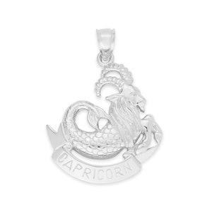 Silver Capricorn Pendant, Large 925 Sterling Silver Capricorn Zodiac Charm for Necklace, Perfect for Layered Necklace, Unisex Zodiac Jewelry