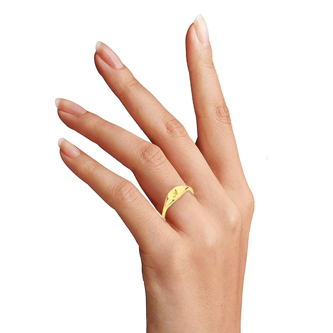 14k Real Gold Cursive Initial Ring Personalized Real Solid - Etsy