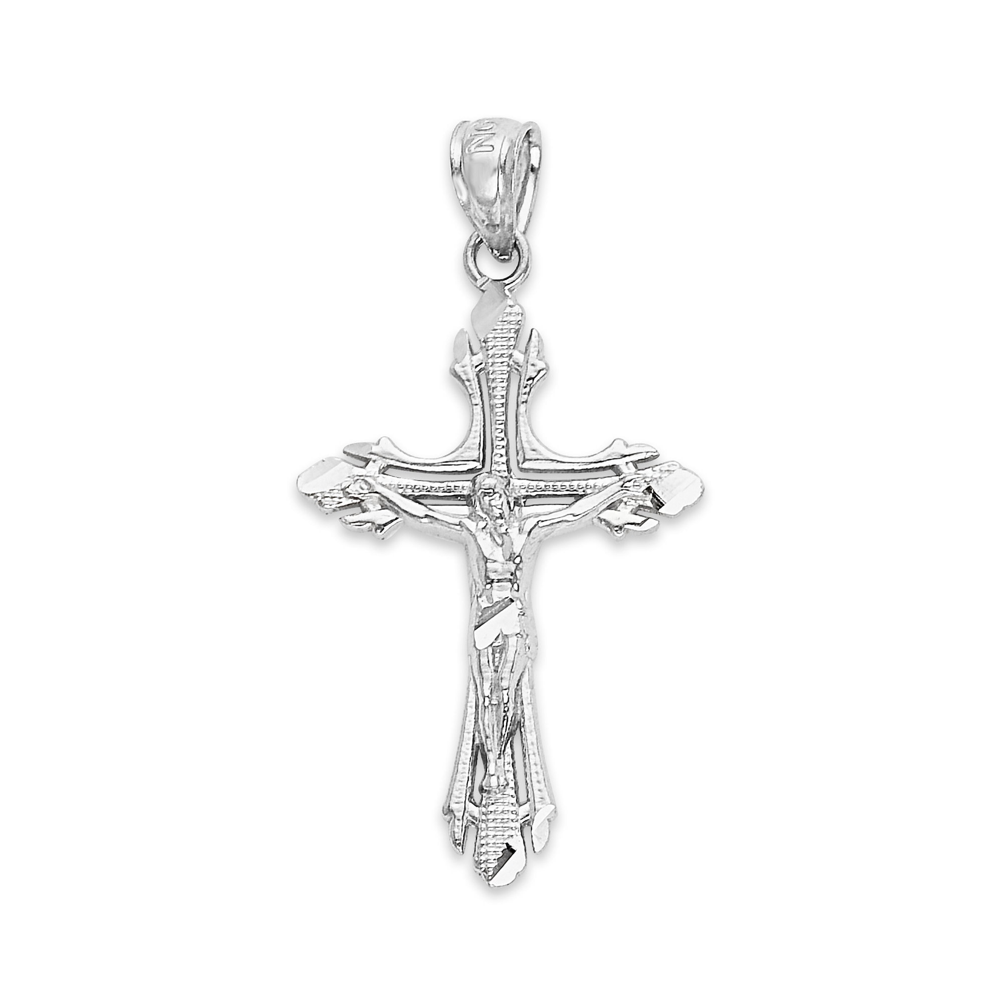 Crucifix pendant white gold sale