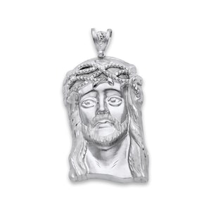 925 Sterling Silver Jesus Piece Pendant: Diamond Cut Religious Gift